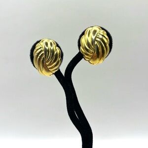 Trifari Gold Swirl Stud  Clip on Earrings